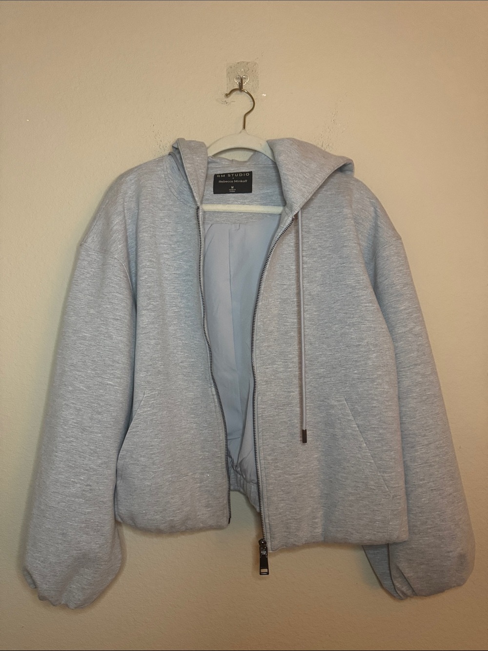 RM Studio x Rebecca Minkoff Zip Front Hoodie Size Medium Gray